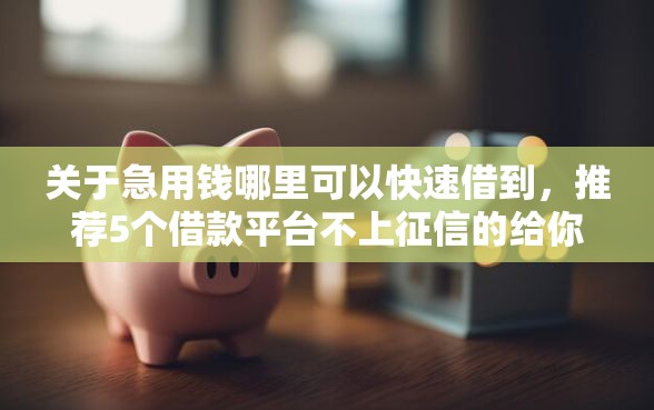 关于急用钱哪里可以快速借到，推荐5个借款平台不上征信的给你