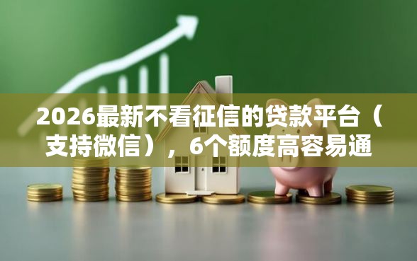 2026最新不看征信的贷款平台（支持微信），6个额度高容易通过的平台无私分享