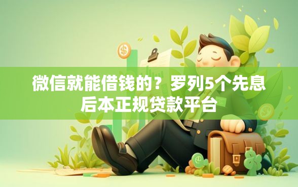 微信就能借钱的？罗列5个先息后本正规贷款平台