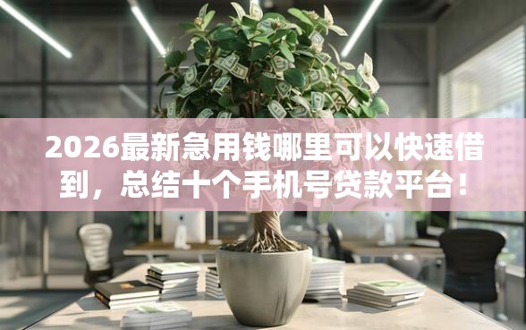 2026最新急用钱哪里可以快速借到，总结十个手机号贷款平台！