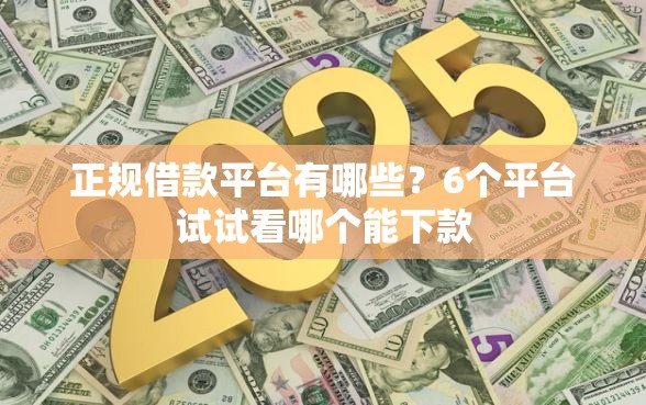 正规借款平台有哪些？6个平台试试看哪个能下款
