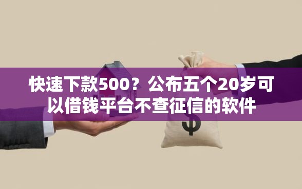快速下款500？公布五个20岁可以借钱平台不查征信的软件