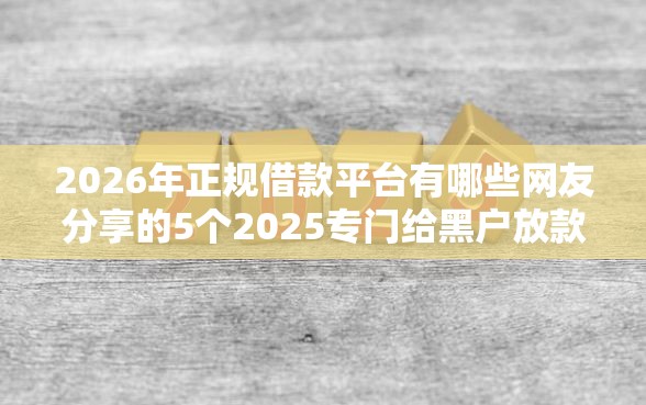 2026年正规借款平台有哪些网友分享的5个2025专门给黑户放款的平台我觉得不错！