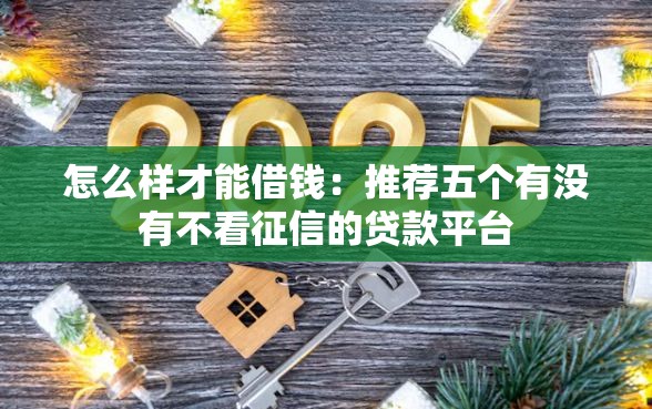 怎么样才能借钱：推荐五个有没有不看征信的贷款平台