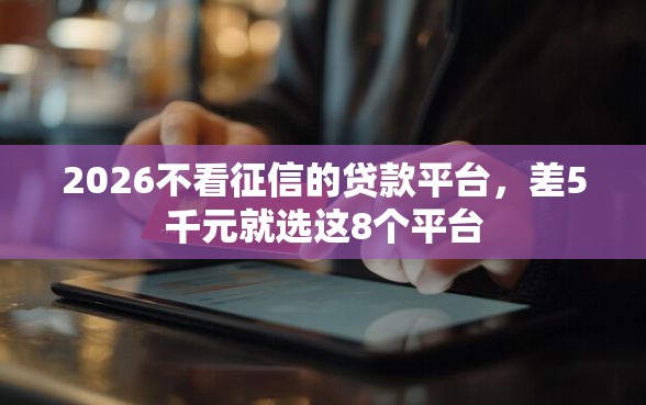 2026不看征信的贷款平台，差5千元就选这8个平台