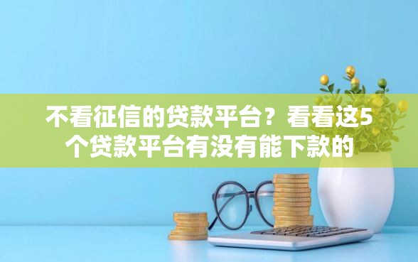 不看征信的贷款平台？看看这5个贷款平台有没有能下款的