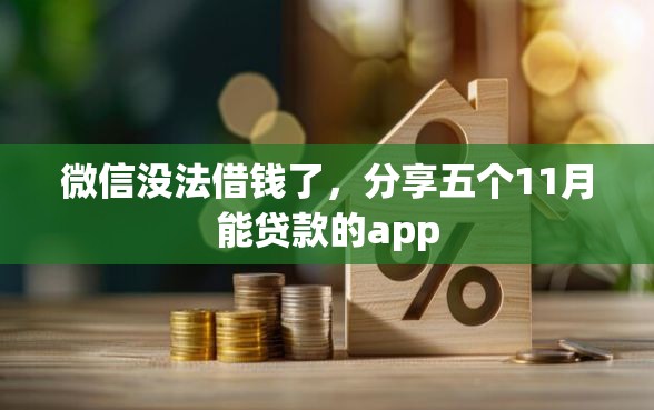 微信没法借钱了，分享五个11月能贷款的app