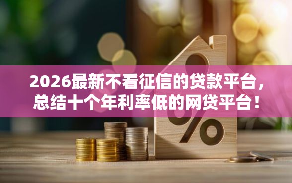 2026最新不看征信的贷款平台，总结十个年利率低的网贷平台！