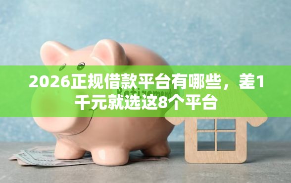 2026正规借款平台有哪些，差1千元就选这8个平台
