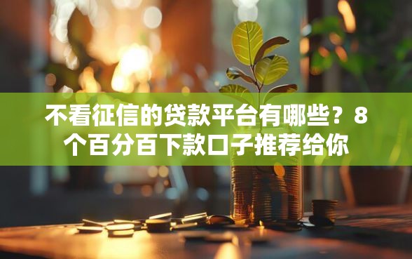 不看征信的贷款平台有哪些？8个百分百下款口子推荐给你
