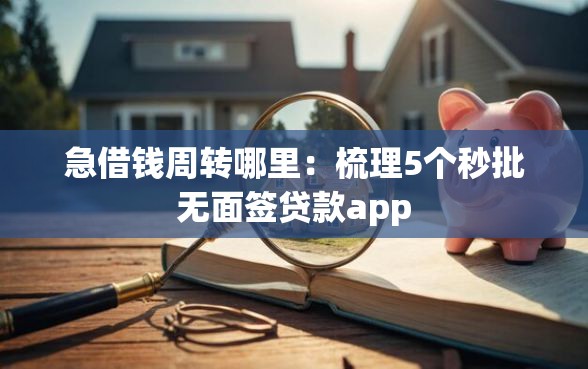 急借钱周转哪里：梳理5个秒批无面签贷款app