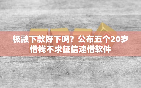 极融下款好下吗？公布五个20岁借钱不求征信速借软件