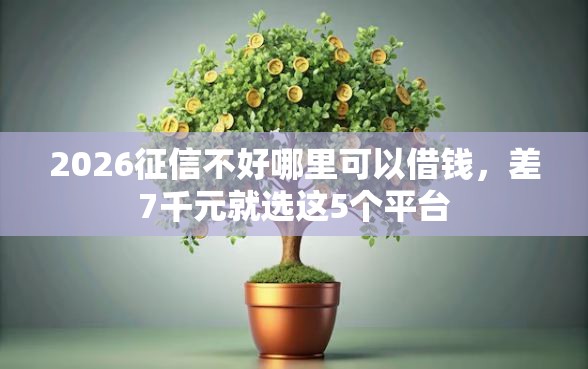 2026征信不好哪里可以借钱，差7千元就选这5个平台