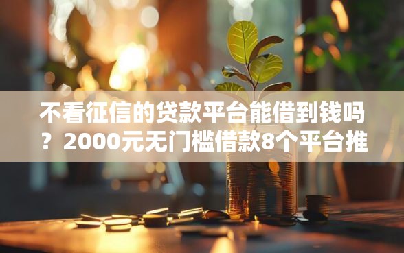 不看征信的贷款平台能借到钱吗？2000元无门槛借款8个平台推荐