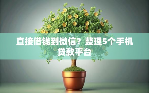 直接借钱到微信？整理5个手机贷款平台