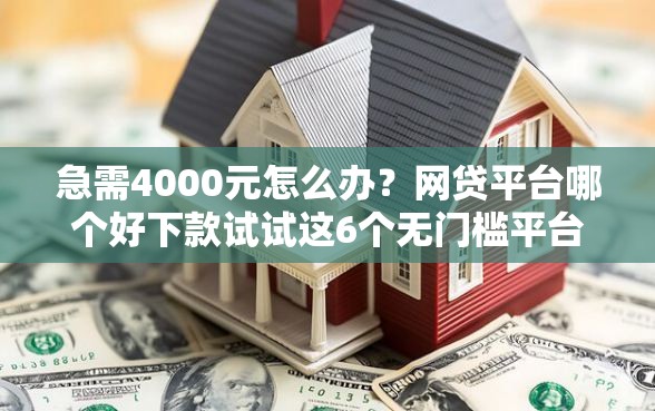 急需4000元怎么办？网贷平台哪个好下款试试这6个无门槛平台