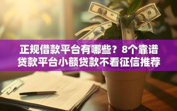正规借款平台有哪些？8个靠谱贷款平台小额贷款不看征信推荐