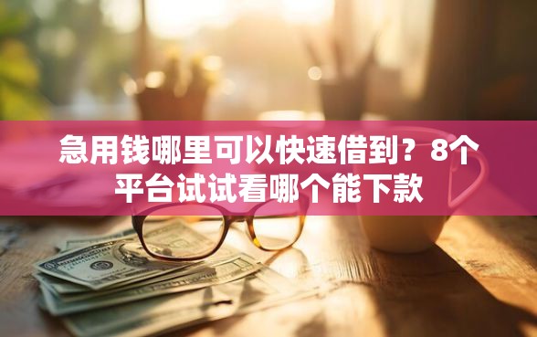 急用钱哪里可以快速借到？8个平台试试看哪个能下款
