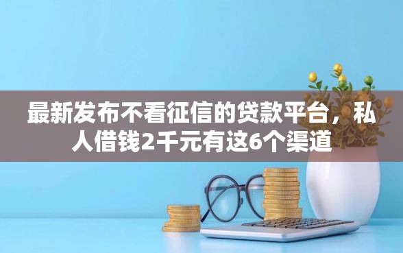 最新发布不看征信的贷款平台，私人借钱2千元有这6个渠道