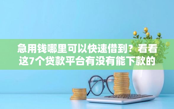 急用钱哪里可以快速借到？看看这7个贷款平台有没有能下款的
