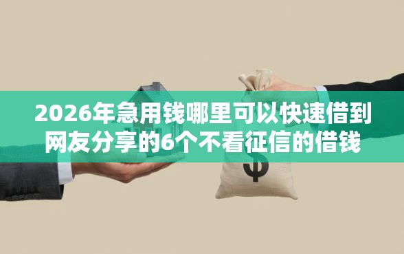 2026年急用钱哪里可以快速借到网友分享的6个不看征信的借钱软件我觉得不错！