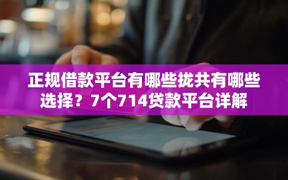 正规借款平台有哪些拢共有哪些选择？7个714贷款平台详解