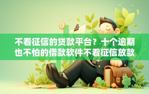 不看征信的贷款平台？十个逾期也不怕的借款软件不看征信放款快
