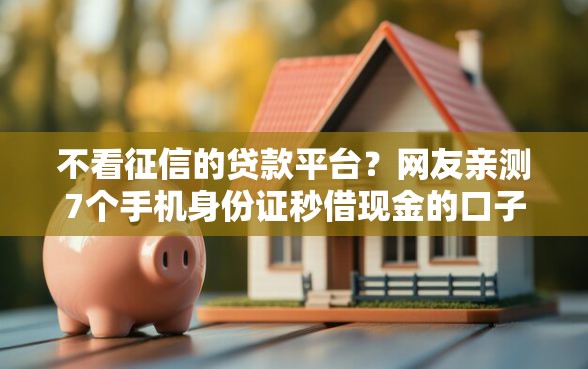 不看征信的贷款平台？网友亲测7个手机身份证秒借现金的口子盘点