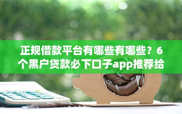正规借款平台有哪些有哪些？6个黑户贷款必下口子app推荐给你
