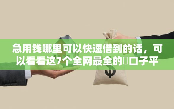 急用钱哪里可以快速借到的话，可以看看这7个全网最全的黒口子平台