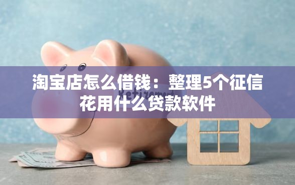 淘宝店怎么借钱：整理5个征信花用什么贷款软件