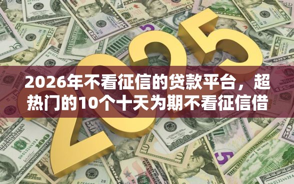 2026年不看征信的贷款平台，超热门的10个十天为期不看征信借钱平台推荐