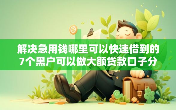 解决急用钱哪里可以快速借到的7个黑户可以做大额贷款口子分享