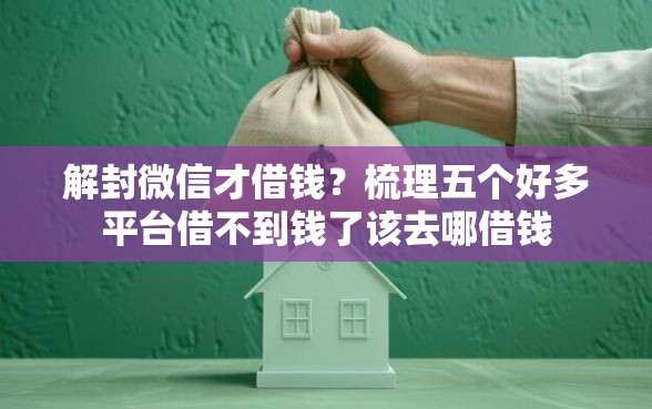 解封微信才借钱？梳理五个好多平台借不到钱了该去哪借钱
