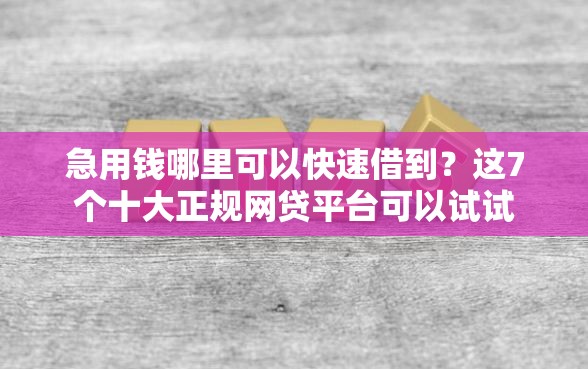 急用钱哪里可以快速借到？这7个十大正规网贷平台可以试试