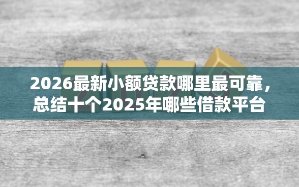 2026最新小额贷款哪里最可靠，总结十个2025年哪些借款平台不查征信大数据！