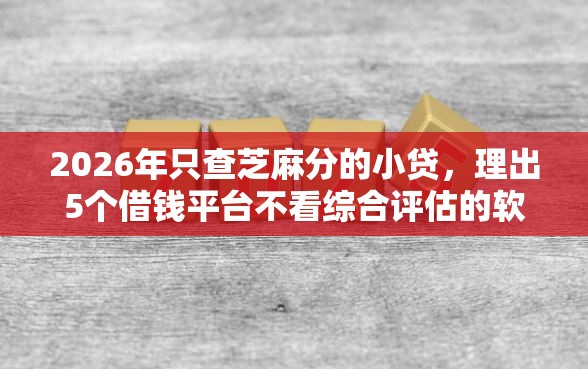 2026年只查芝麻分的小贷，理出5个借钱平台不看综合评估的软件