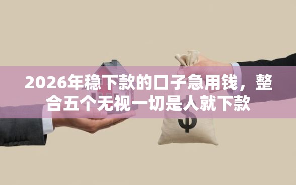 2026年稳下款的口子急用钱，整合五个无视一切是人就下款