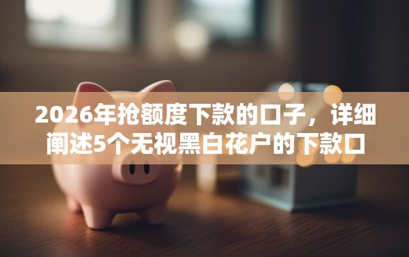 2026年抢额度下款的口子，详细阐述5个无视黑白花户的下款口子