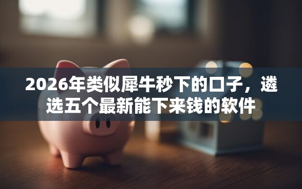 2026年类似犀牛秒下的口子，遴选五个最新能下来钱的软件
