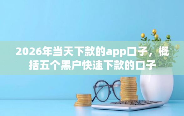2026年当天下款的app口子，概括五个黑户快速下款的口子