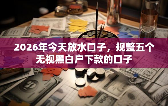 2026年今天放水口子，规整五个无视黑白户下款的口子