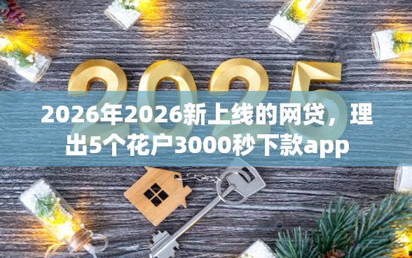 2026年2026新上线的网贷，理出5个花户3000秒下款app