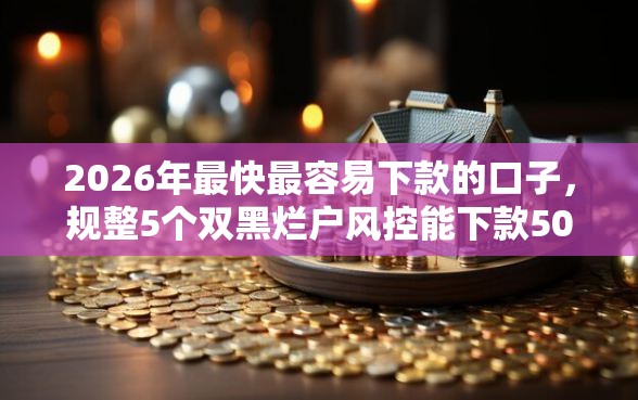 2026年最快最容易下款的口子，规整5个双黑烂户风控能下款5000口子