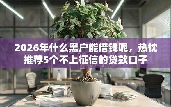 2026年什么黑户能借钱呢，热忱推荐5个不上征信的贷款口子