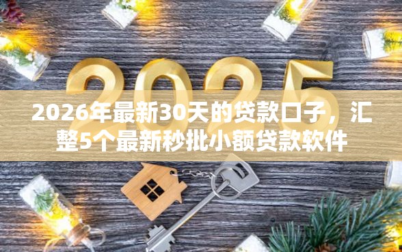 2026年最新30天的贷款口子，汇整5个最新秒批小额贷款软件