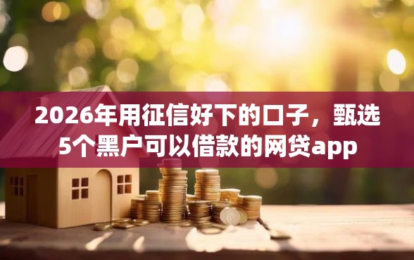 2026年用征信好下的口子，甄选5个黑户可以借款的网贷app