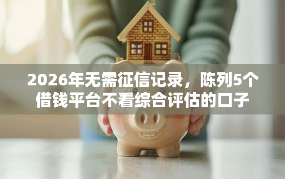 2026年无需征信记录，陈列5个借钱平台不看综合评估的口子