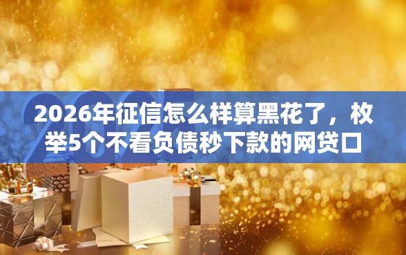 2026年征信怎么样算黑花了，枚举5个不看负债秒下款的网贷口子