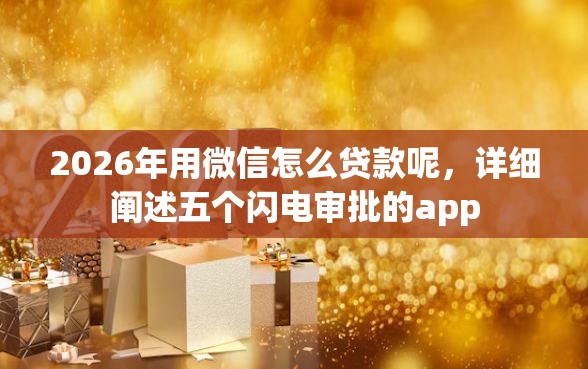 2026年用微信怎么贷款呢，详细阐述五个闪电审批的app